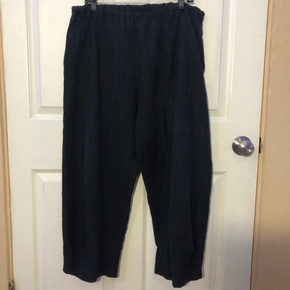 Niche Vintage Linen Blend Cropped Pants Black - Picture 3 of 10